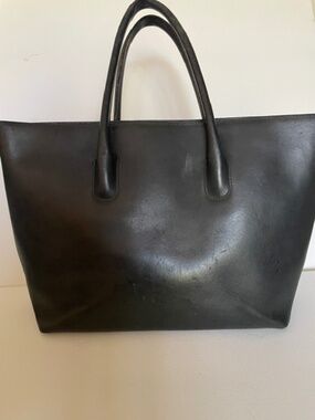 Furla Black Leather Tote Handbag Made in Italy Classic